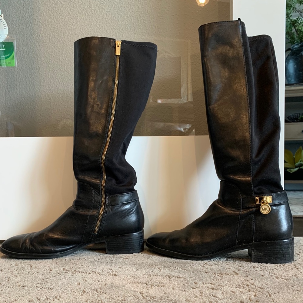 Michael Kors, black leather riding boot - Picture 1 of 2